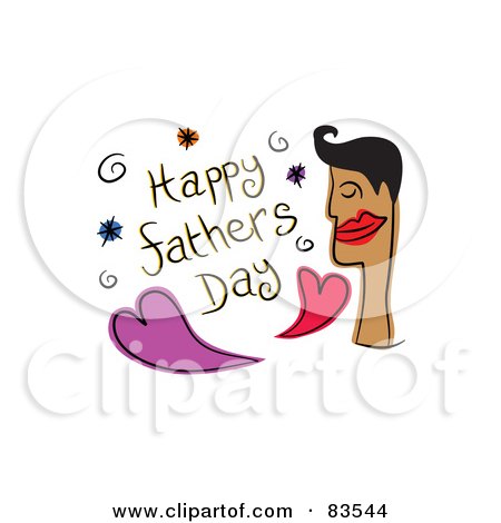 Royalty-Free (RF) Clipart Illustration of a Happy Fathers Day Greeting With Hearts And A Mans Face by Prawny
