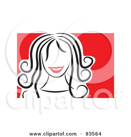 Royalty-Free (RF) Clipart Illustration of a Happy Red Lipped Woman With Curls In Her Hair by Prawny