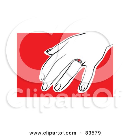 Royalty-Free (RF) Clipart Illustration of a Woman's Hand Showing Her Engagement Ring by Prawny