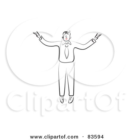 Royalty-Free (RF) Clipart Illustration of a Line Drawn Man With Red Lips, Praising by Prawny