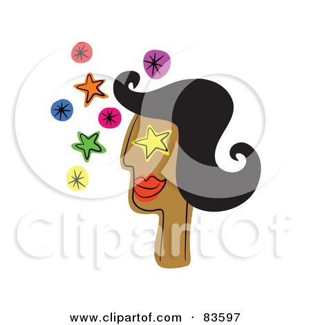 Royalty-Free (RF) Clipart Illustration of an Abstract Woman With Star Eyes by Prawny