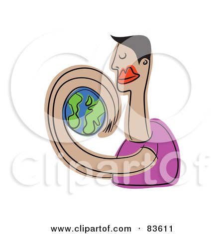 Royalty-Free (RF) Clipart Illustration of a Man Guarding The Earth With His Arms by Prawny