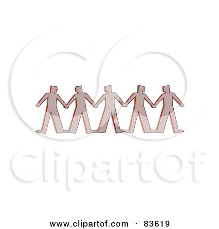 Royalty-Free (RF) Clipart Illustration of a Line Of Paper People Clasping Hands by Prawny