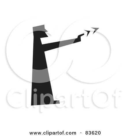 Royalty-Free (RF) Clipart Illustration of a Black Silhouetted Guy Punishing by Prawny