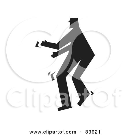 Royalty-Free (RF) Clipart Illustration of a Black Silhouetted Guy Sneaking Around by Prawny