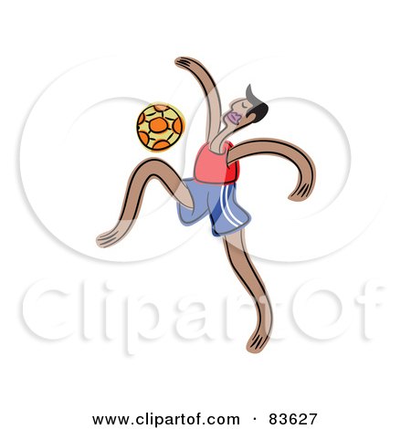 Royalty-Free (RF) Clipart Illustration of a Man Doing Tricks With A Soccer Ball by Prawny