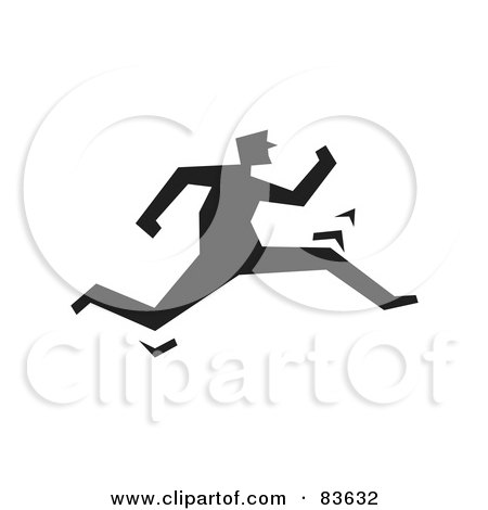 Royalty-Free (RF) Clipart Illustration of a Black Silhouetted Guy Chasing by Prawny