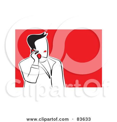 Royalty-Free (RF) Clipart Illustration of a Red Lipped Businessman Talking On A Phone by Prawny