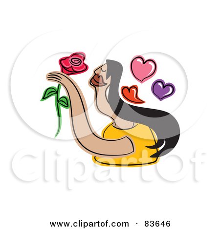 Royalty-Free (RF) Clipart Illustration of an Abstract Woman Smelling A Rose by Prawny