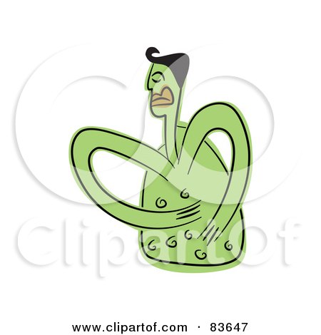 Royalty-Free (RF) Clipart Illustration of a Green Sick Man Rubbing His Belly by Prawny
