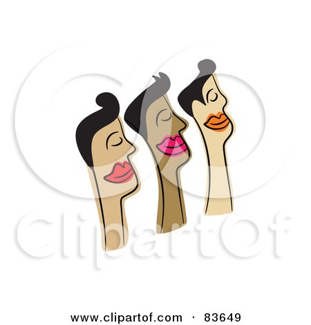 Royalty-Free (RF) Clipart Illustration of a Line of Three Male Faces by Prawny