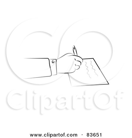 Royalty-Free (RF) Clipart Illustration of a Line Drawn Hand Writing A Letter by Prawny