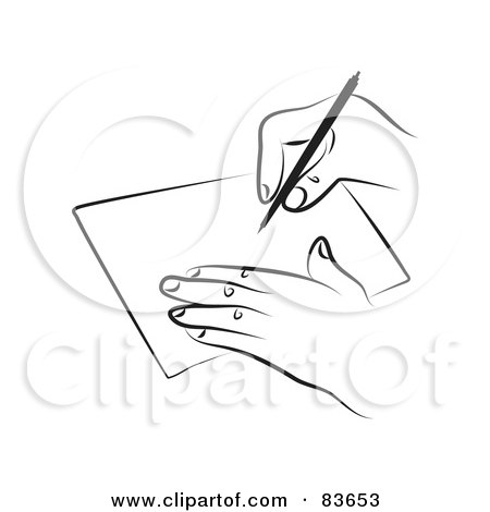 Royalty-Free (RF) Clipart Illustration of a Line Drawn Hand Signing A Contract by Prawny