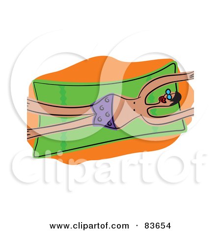 Royalty-Free (RF) Clipart Illustration of a Man Tanning On A Beach Towel by Prawny