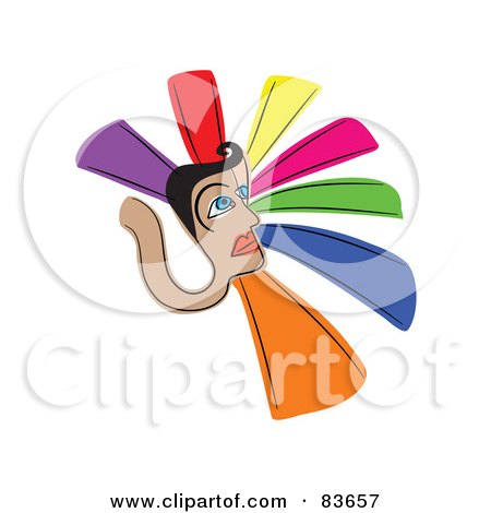 Royalty-Free (RF) Clipart Illustration of a Mans Face With Lines Of Color by Prawny
