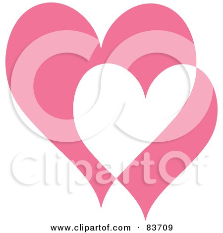 Royalty-Free (RF) Clipart Illustration of Two Big And Small Pink And White Hearts by Rosie Piter
