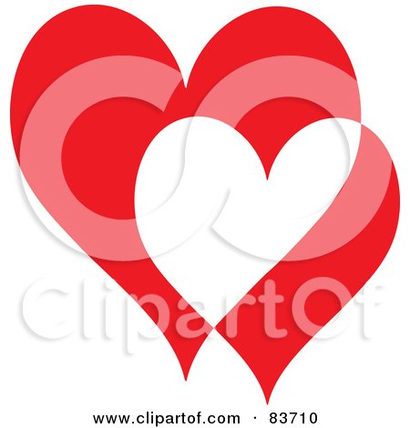 Royalty-Free (RF) Clipart Illustration of Two Big And Small Red And White Hearts by Rosie Piter