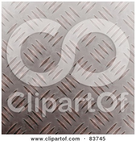 Royalty-Free (RF) Clipart Illustration of a Slightly Rusted Diamond Plate Metal Background by Arena Creative