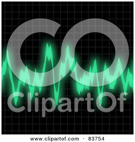 Royalty-Free (RF) Clipart Illustration of a Green Audio Wave Over Black by Arena Creative