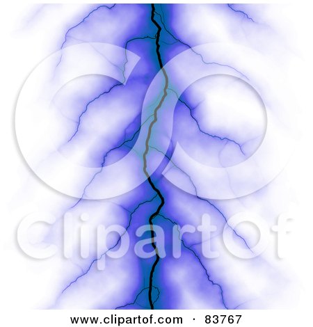 Royalty-Free (RF) Clipart Illustration of a Vertical Bolt Of Blue And Purple Lightning On White by Arena Creative