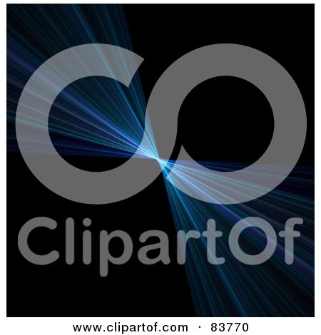 Royalty-Free (RF) Clipart Illustration of a Shining Blue Fractal Spanning Diagonally On Black by Arena Creative