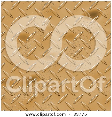 Royalty-Free (RF) Clipart Illustration of a Worn Bronze Diamond Plate Metal Background by Arena Creative