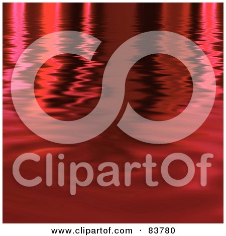 Royalty-Free (RF) Clipart Illustration of a Rippling And Reflective Water Surface With Red And Pink by Arena Creative