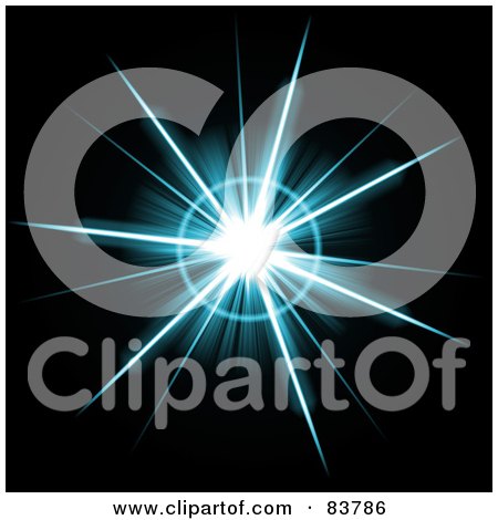 Royalty-Free (RF) Clipart Illustration of a Blue Star Burst On Black by Arena Creative