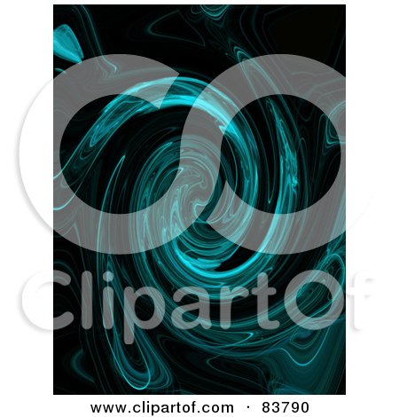 Royalty-Free (RF) Clipart Illustration of a Blue Smoke Spiral On Black by Arena Creative