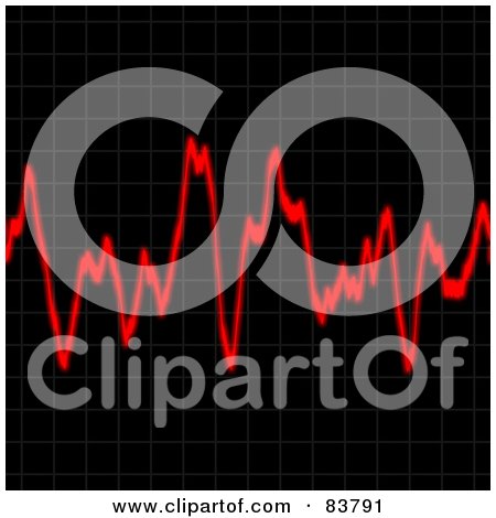 Royalty-Free (RF) Clipart Illustration of a Red Sound Wave Across Black by Arena Creative