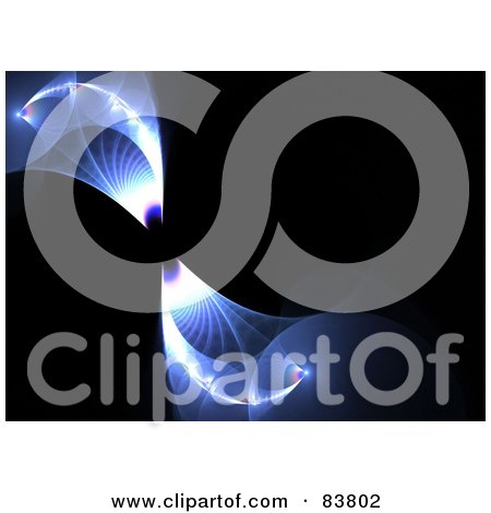 Royalty-Free (RF) Clipart Illustration of a Blue Fractal Swoosh On Black by Arena Creative
