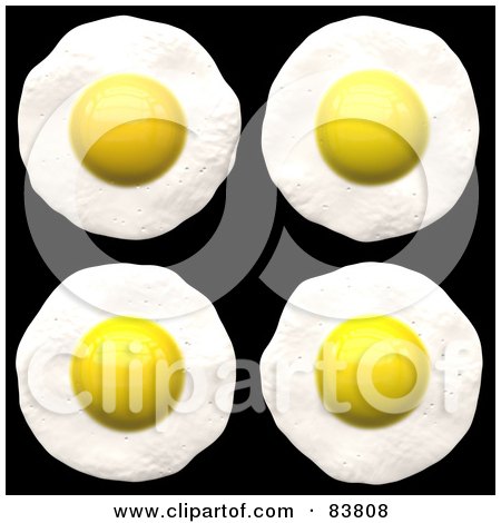 Royalty-Free (RF) Clipart Illustration of Four Fried Eggs Cooking Sunny Side Up by Arena Creative