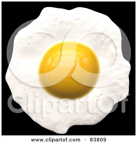 Royalty-Free (RF) Clipart Illustration of Fried Egg Cooking Sunny Side Up On Black  by Arena Creative