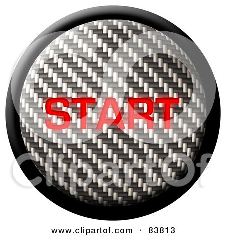 Royalty-Free (RF) Clipart Illustration of a Start Carbon Fiber Internet Button On White by Arena Creative