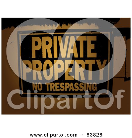 Royalty-Free (RF) Clipart Illustration of a Black And Orange Posted Private Property Sign by Arena Creative