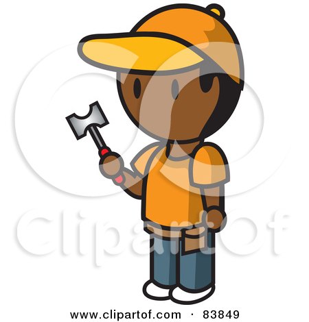 Royalty-Free (RF) Clipart Illustration of an Indian Mini Person Man Holding A Hammer by Rosie Piter