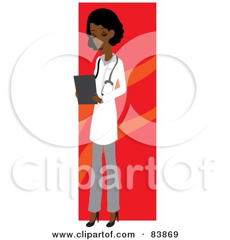 Royalty-Free (RF) Clipart Illustration of an Indian Female Doctor Looking Down At Charts by Rosie Piter