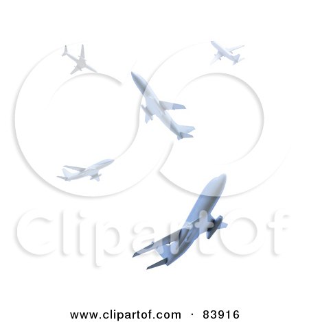 Royalty-Free (RF) Clipart Illustration of 3d Circling Airplanes by Mopic