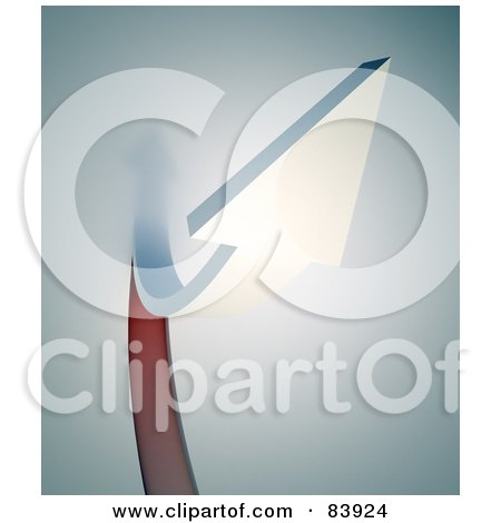 Royalty-Free (RF) Clipart Illustration of a 3d White Arrow Rushing Forward Over Red And Gray by Mopic