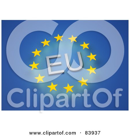 Royalty-Free (RF) Clipart Illustration of a Circle Of Stars Around EU On Blue by Mopic