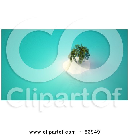 Royalty-Free (RF) Clipart Illustration of an Aerial View Down On A 3d Tropical Island With White Sand And Palm Trees by Mopic