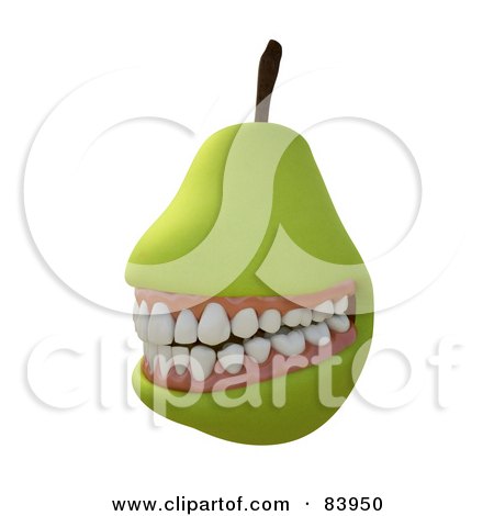 Royalty-Free (RF) Clipart Illustration of a Grinning 3d Pear With Teeth by Mopic