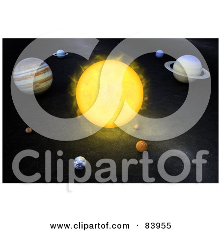 Royalty-Free (RF) Clipart Illustration of a 3d Rendering Of The Solar System In Space by Mopic
