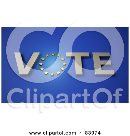 Royalty-Free (RF) Clipart Illustration of a Circle Of Stars In The Word Vote Over Blue by Mopic