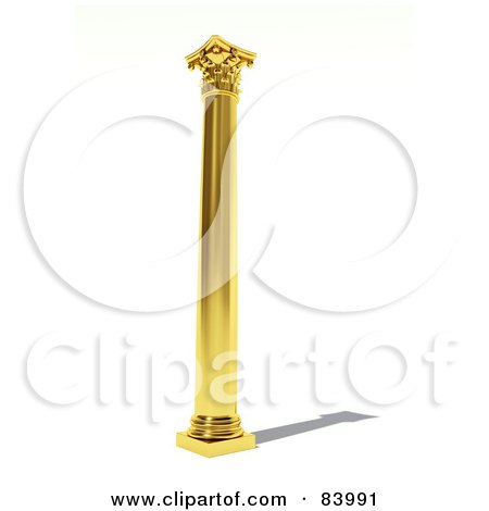 Royalty-Free (RF) Clipart Illustration of a Tall 3d Golden Column by Mopic