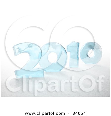 Royalty-Free (RF) Clipart Illustration of 3d Blue Ice In The Shape Of The New Year Of 2010 by Mopic