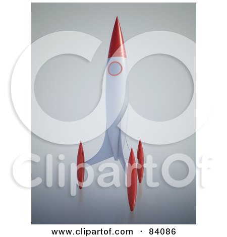 Royalty-Free (RF) Clipart Illustration of a 3d White And Red Rocket Prepared To Launch by Mopic