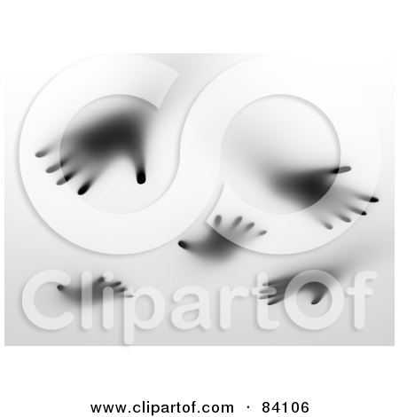 Royalty-Free (RF) Clipart Illustration of a Background Of Spooky Hands Reaching Down Over Frosted Glass by Mopic