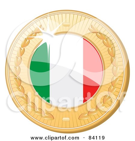 Royalty-Free (RF) Clipart Illustration of a 3d Golden Shiny Italy Medal by elaineitalia