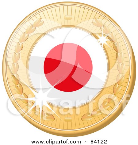 Royalty-Free (RF) Clipart Illustration of a 3d Golden Shiny Japan Medal by elaineitalia
